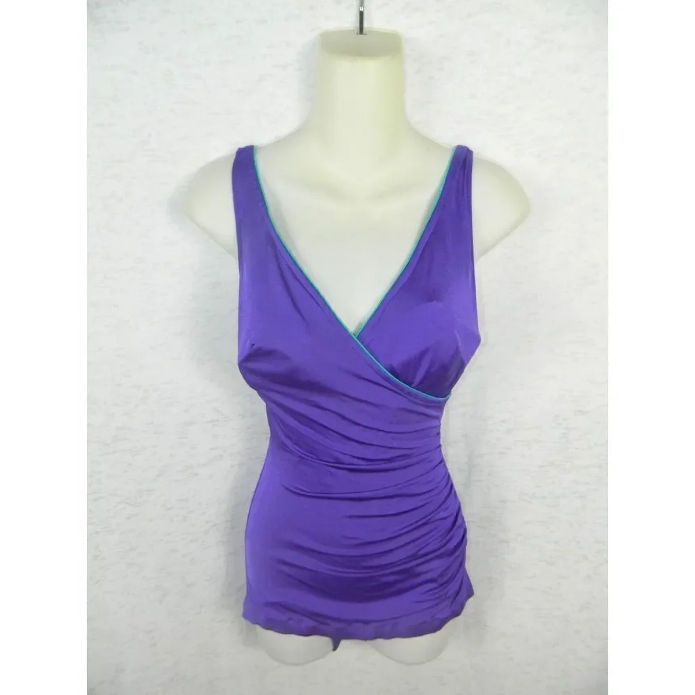 Cole of California Swimwear Purple Vintage One-Piece Pin-Up  1970's‎ Size 12
